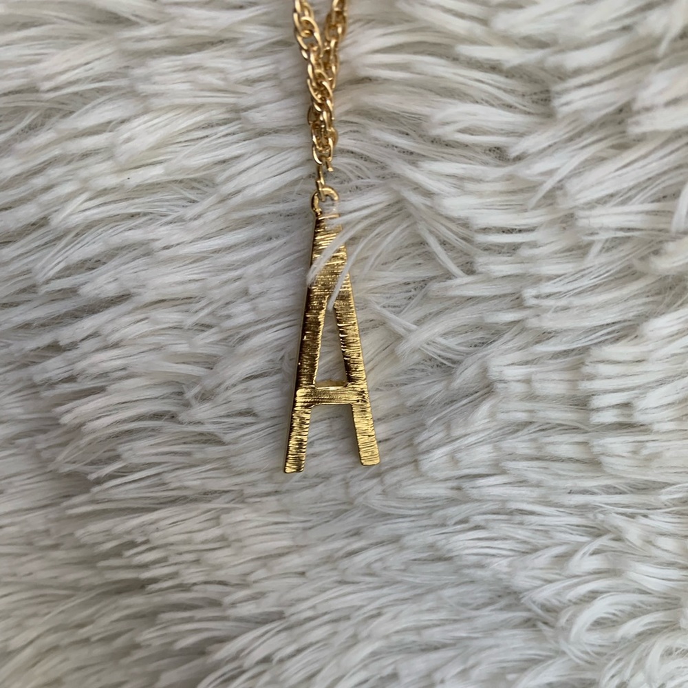 Faux Pearl Monogram A Initial Statement Necklace - image 5